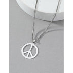 Collier pour femme avec pendentif Peace en acier inoxydable