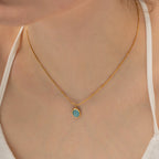 Collier pour femme avec pendentif ovale en acier inoxydable