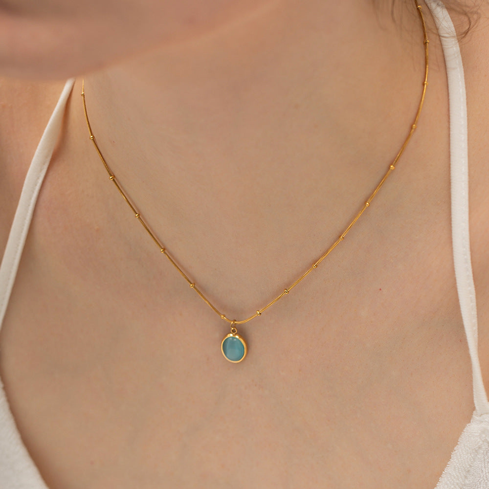 Collier pour femme avec pendentif ovale en acier inoxydable
