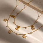 Collier pour femme avec éléments en zircone étincelants et acier inoxydable hypoallergénique