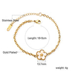 Bracelet pour femme avec pendentif floral en acier inoxydable