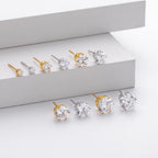 Boucles d'oreilles puces pour femme avec zircons 5A en argent sterling 925