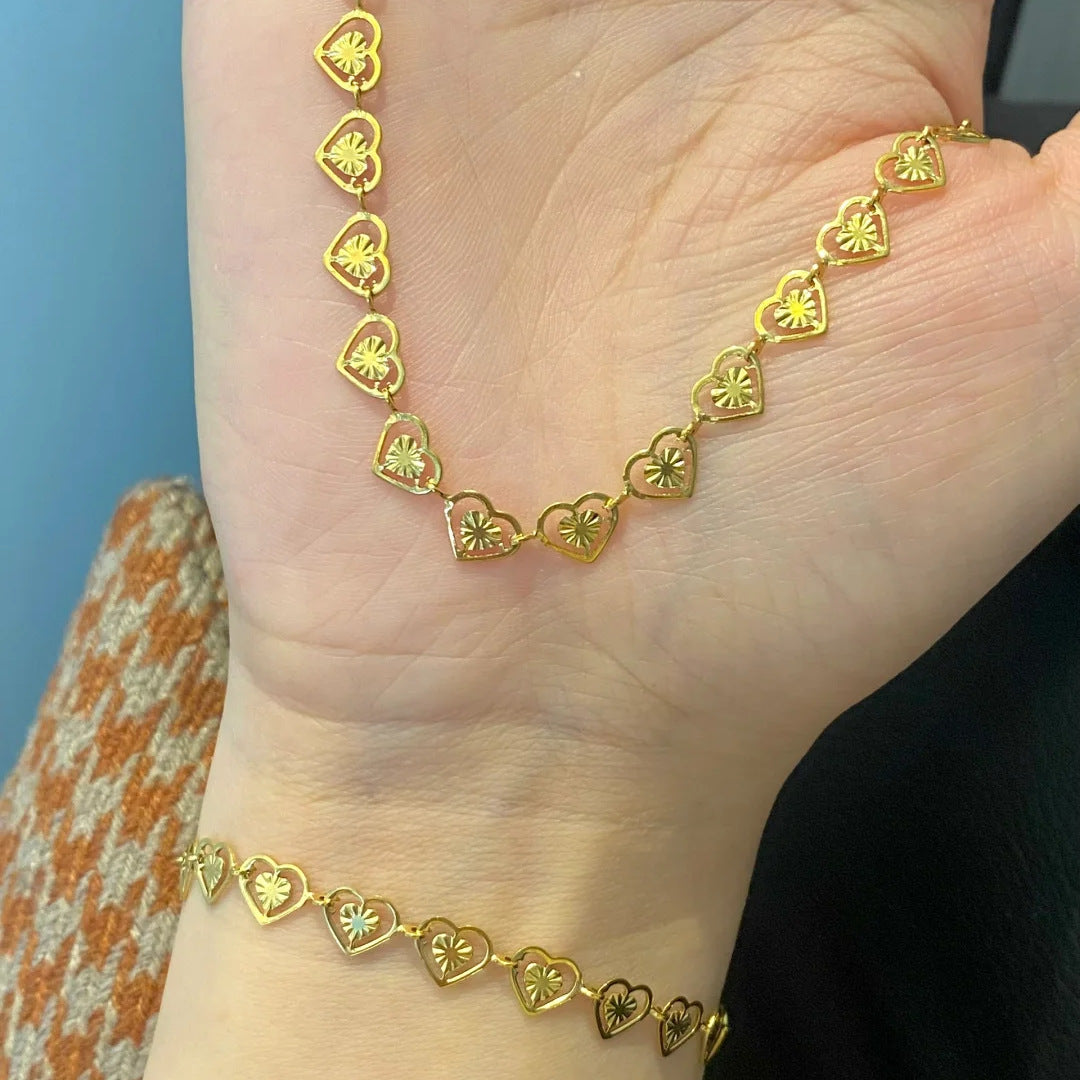 Collier à maillons en forme de cœur pour femme