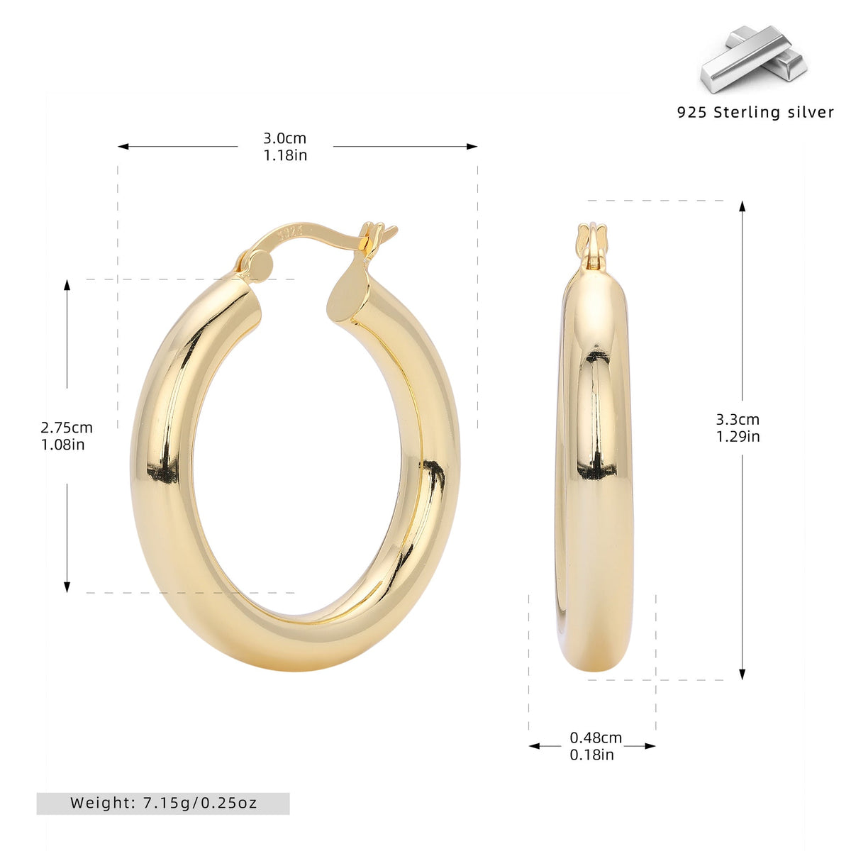 Créoles pour femme au design incurvé en argent sterling 925