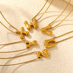 Collier pour femme avec pendentif lettre moderne en acier inoxydable