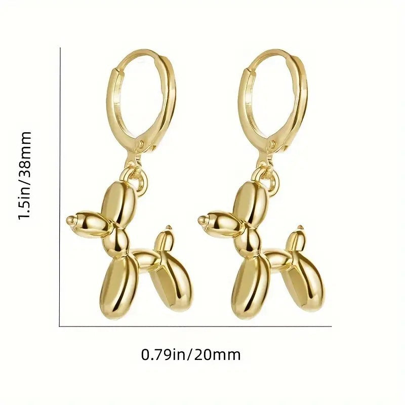 Boucles d'oreilles chien ludique en métal