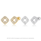 Boucles d'oreilles carrées en argent sterling 925 avec zircons