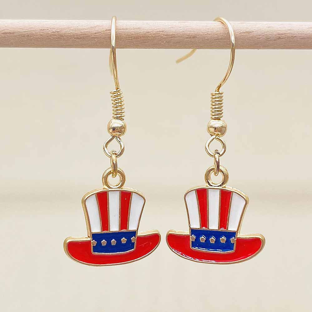 Boucles d'oreilles pendantes patriotiques drapeau en émail pour femme