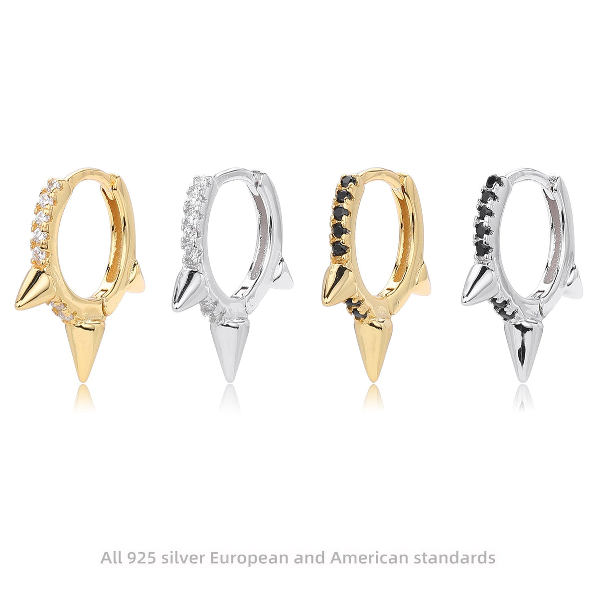 Boucles d'oreilles pour femme design pointu avec zircones