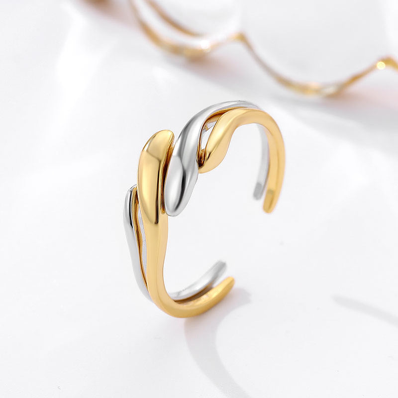 Bague ouverte pour femme avec design ondulé
