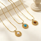 Collier pour femme avec pendentif soleil et chaîne réglable