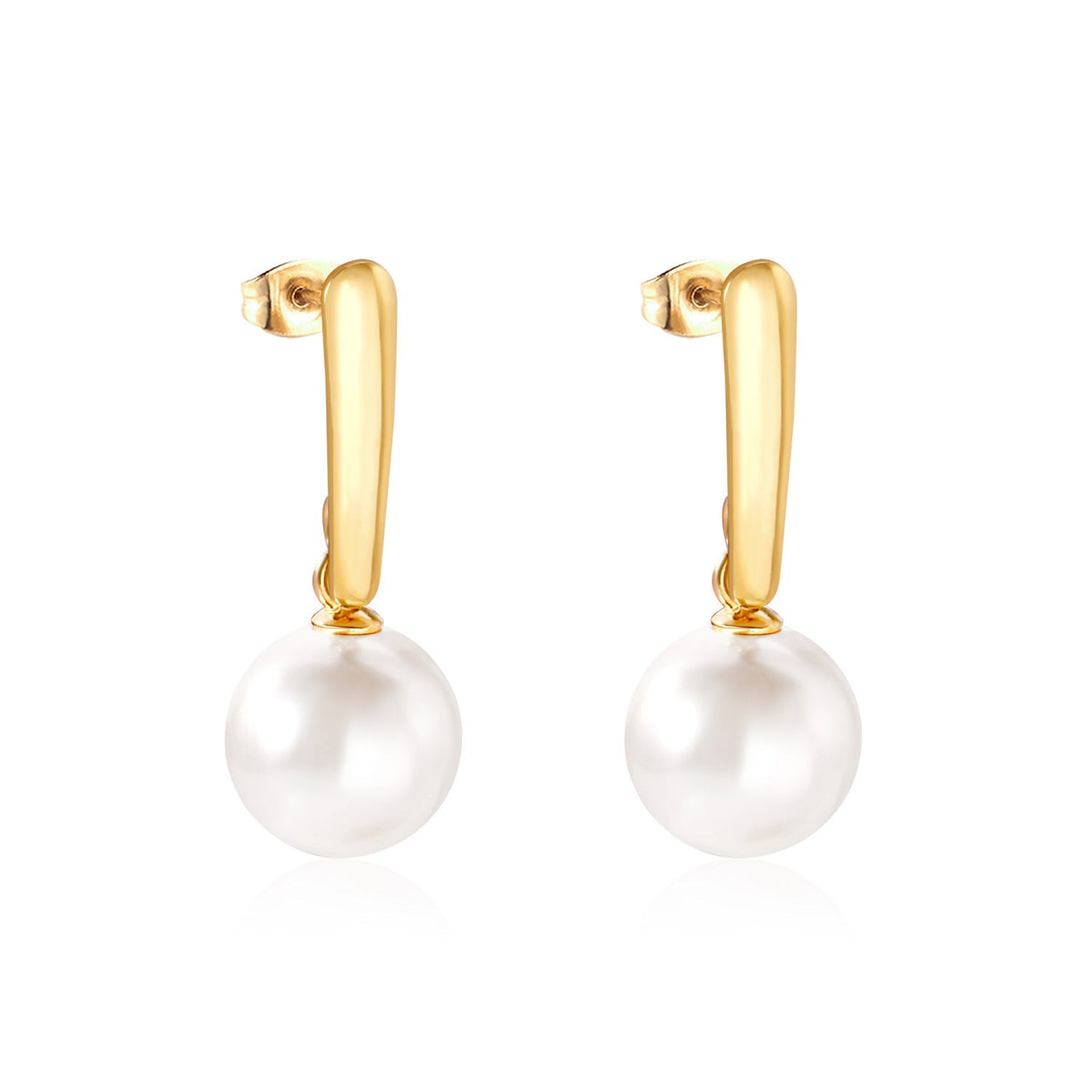Boucles d'oreilles pendantes pour femme avec perle et finition dorée