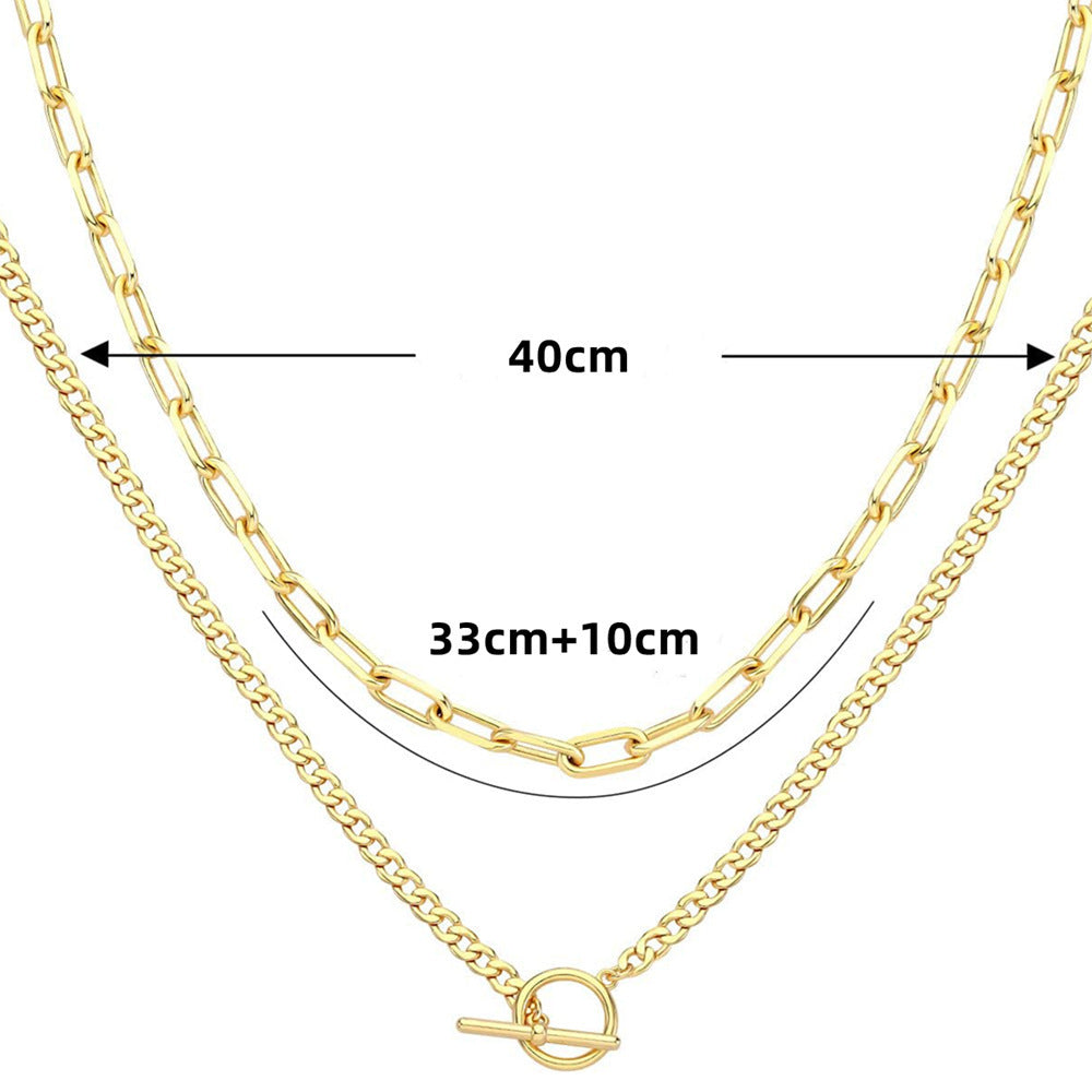 Collier à chaînes superposées argenté élégant