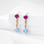 Boucles d'oreilles pendantes pour femme en argent sterling 925 et zircons colorés
