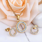 Parure de bijoux pour femme avec pendentif et boucles d'oreilles en zircon