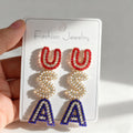 Boucles d'oreilles statement scintillantes pour femme avec perles de cristal