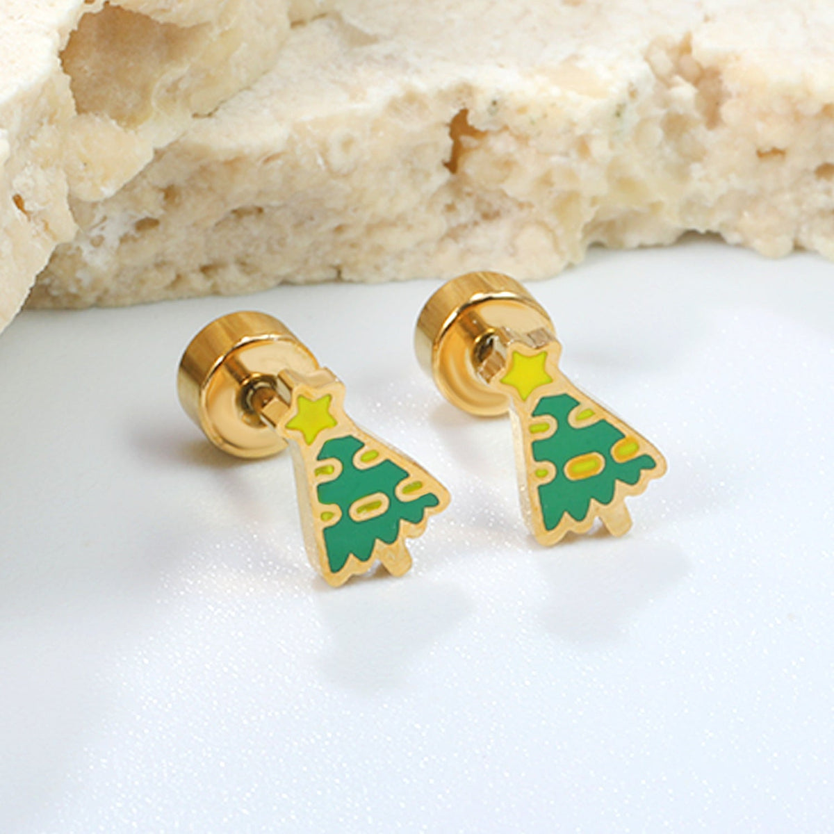 Boucles d'oreilles pour femme motif sapin de Noël festif