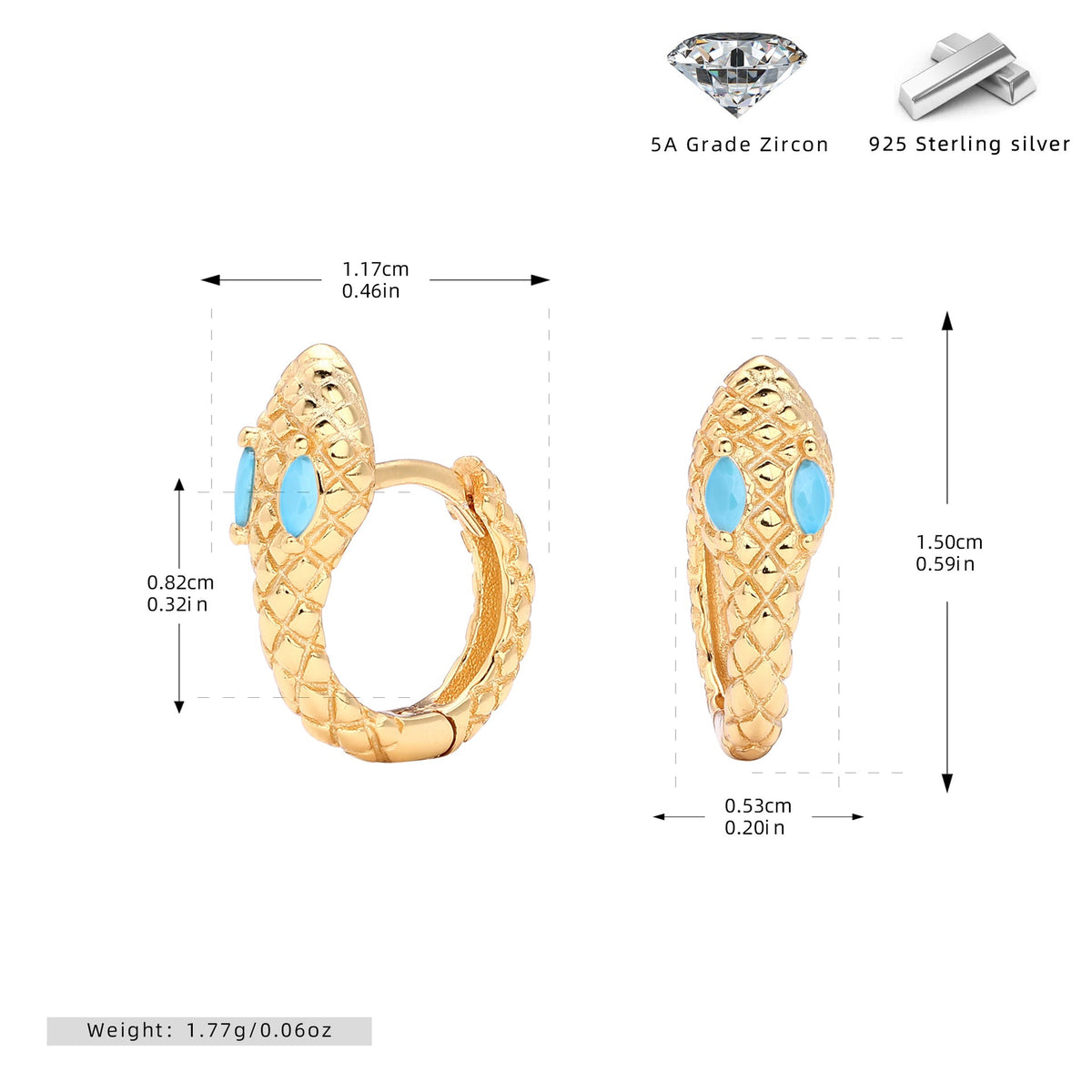 Boucles d'oreilles pendantes pour femmes motif serpent avec zircons