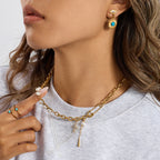 Bracelet pour femme en acier inoxydable avec pendentifs cristaux