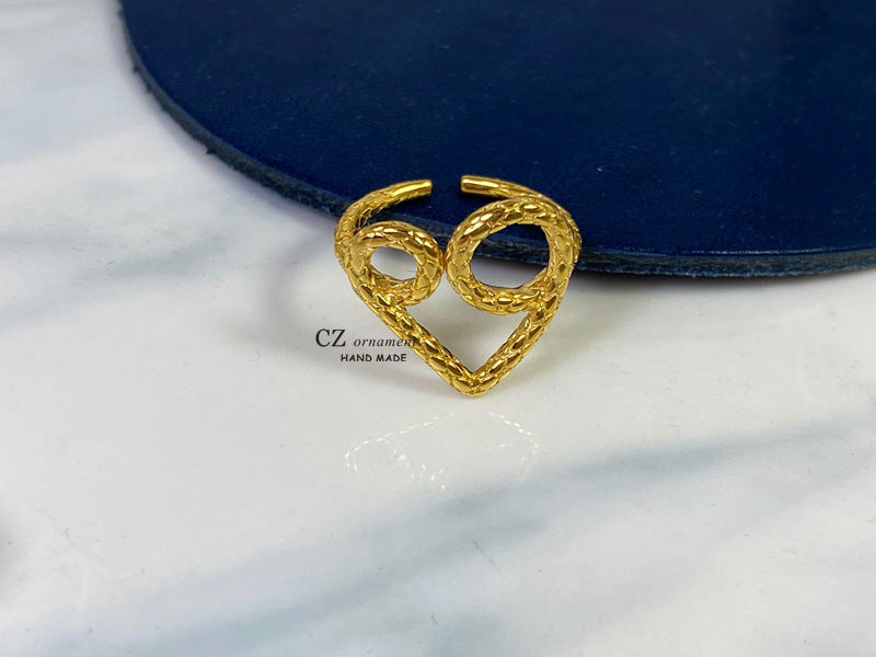 Bague ouverte pour femme avec cœur filigrane
