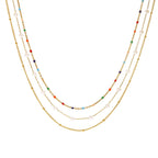Collier multicouche pour femme avec perles colorées