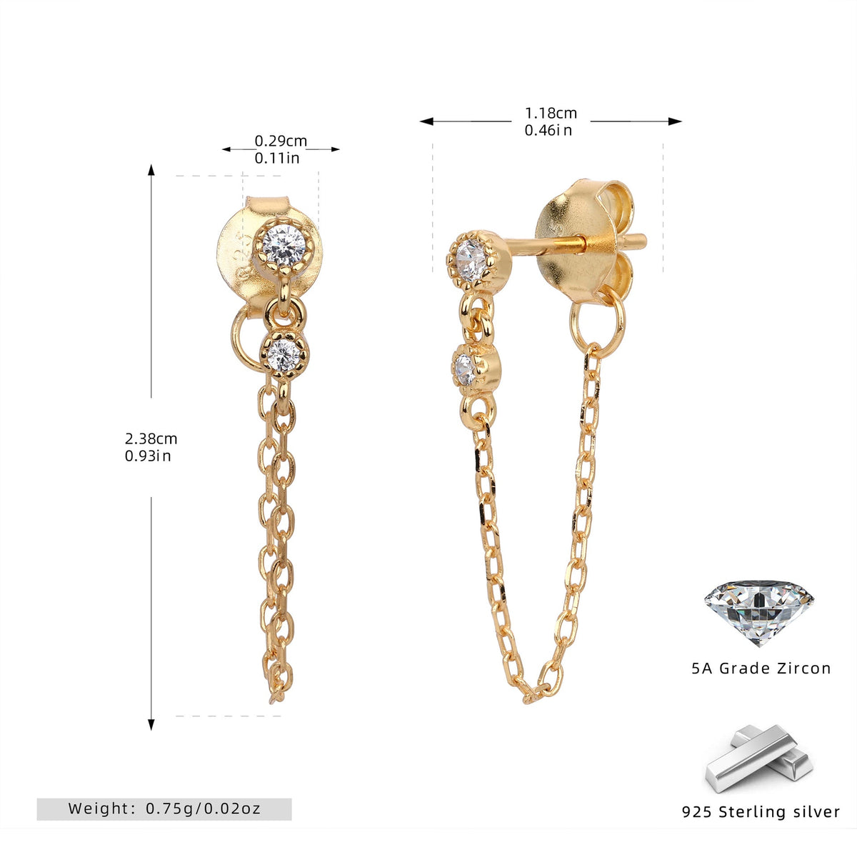 Boucles d'oreilles pendantes pour femme en argent sterling 925
