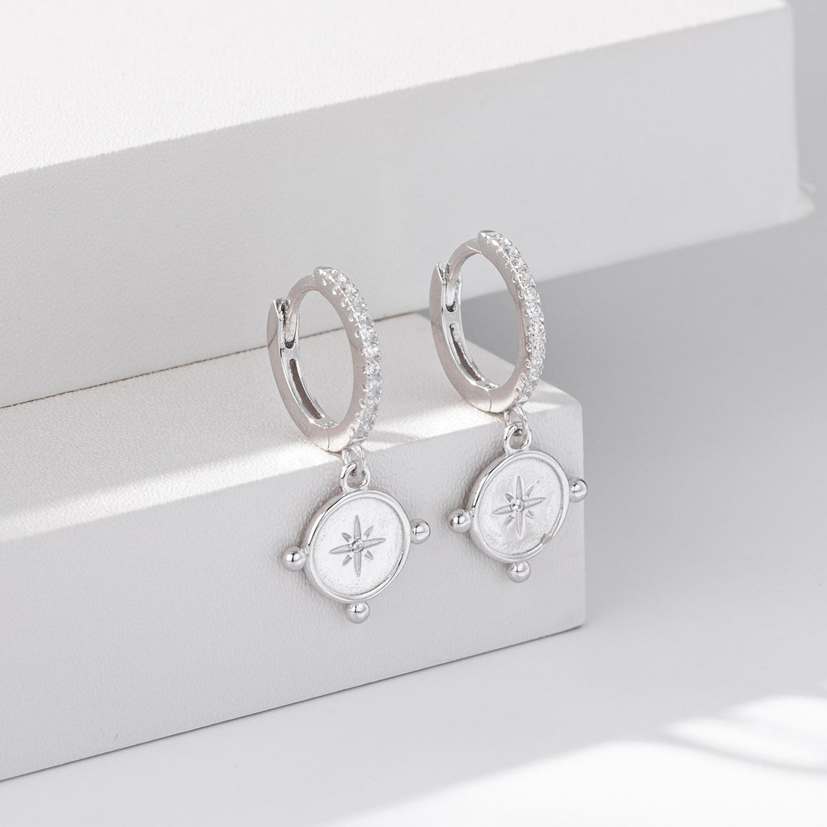 Boucles d'oreilles pendantes avec pendentif zircon en argent 925