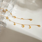 Chevillère pour femme avec breloques soleil et lune en acier inoxydable