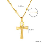 Collier pour femmes avec pendentif croix étincelant en acier inoxydable doré