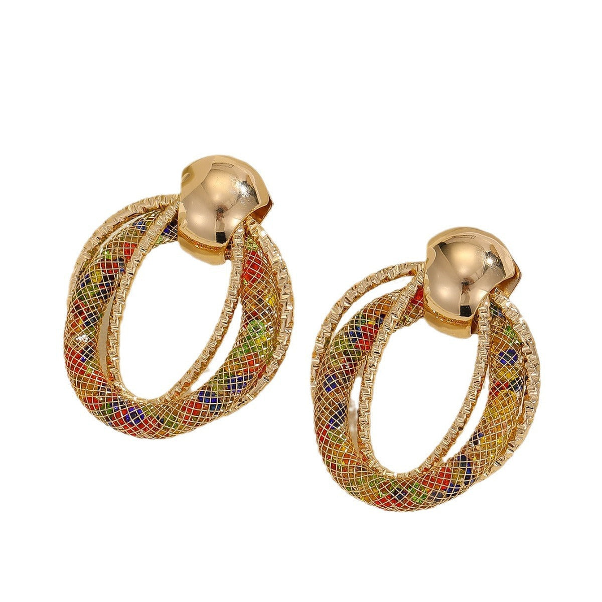 Boucles d'oreilles pendantes pour femme avec design en filet coloré