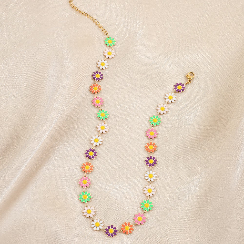 Collier chaîne à pendentif floral