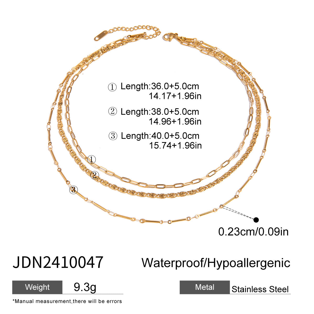 Collier pour femme en acier inoxydable hypoallergénique réglable