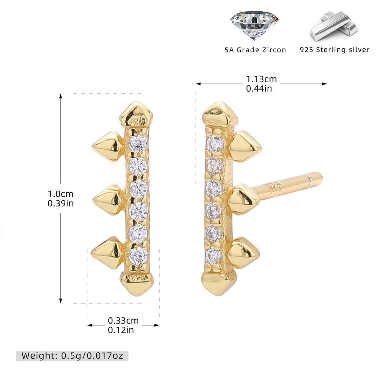 Boucles d'oreilles pour femme en argent sterling 925 design flèche