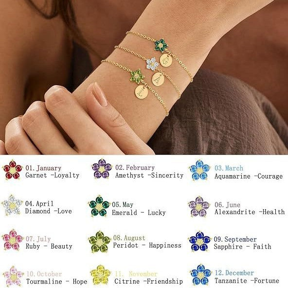 Bracelet pour femme avec pendentifs pierres précieuses colorées et design personnalisable