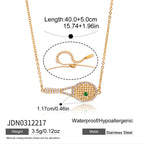 Collier pour femme avec pendentif raquette de tennis en acier inoxydable