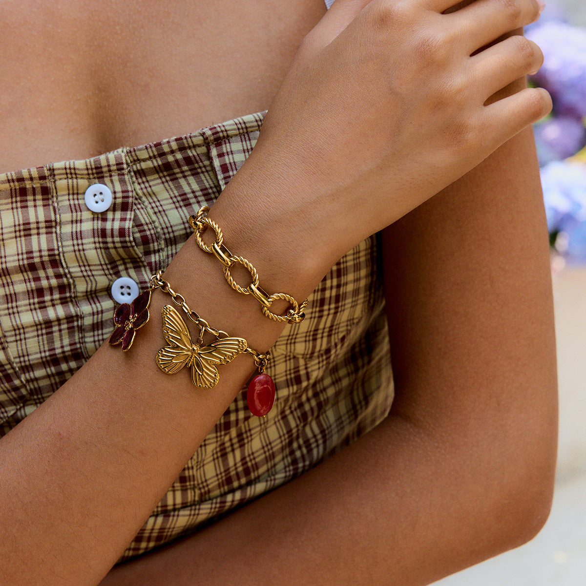 Bracelet pour femme en acier inoxydable étanche et hypoallergénique avec design rotatif