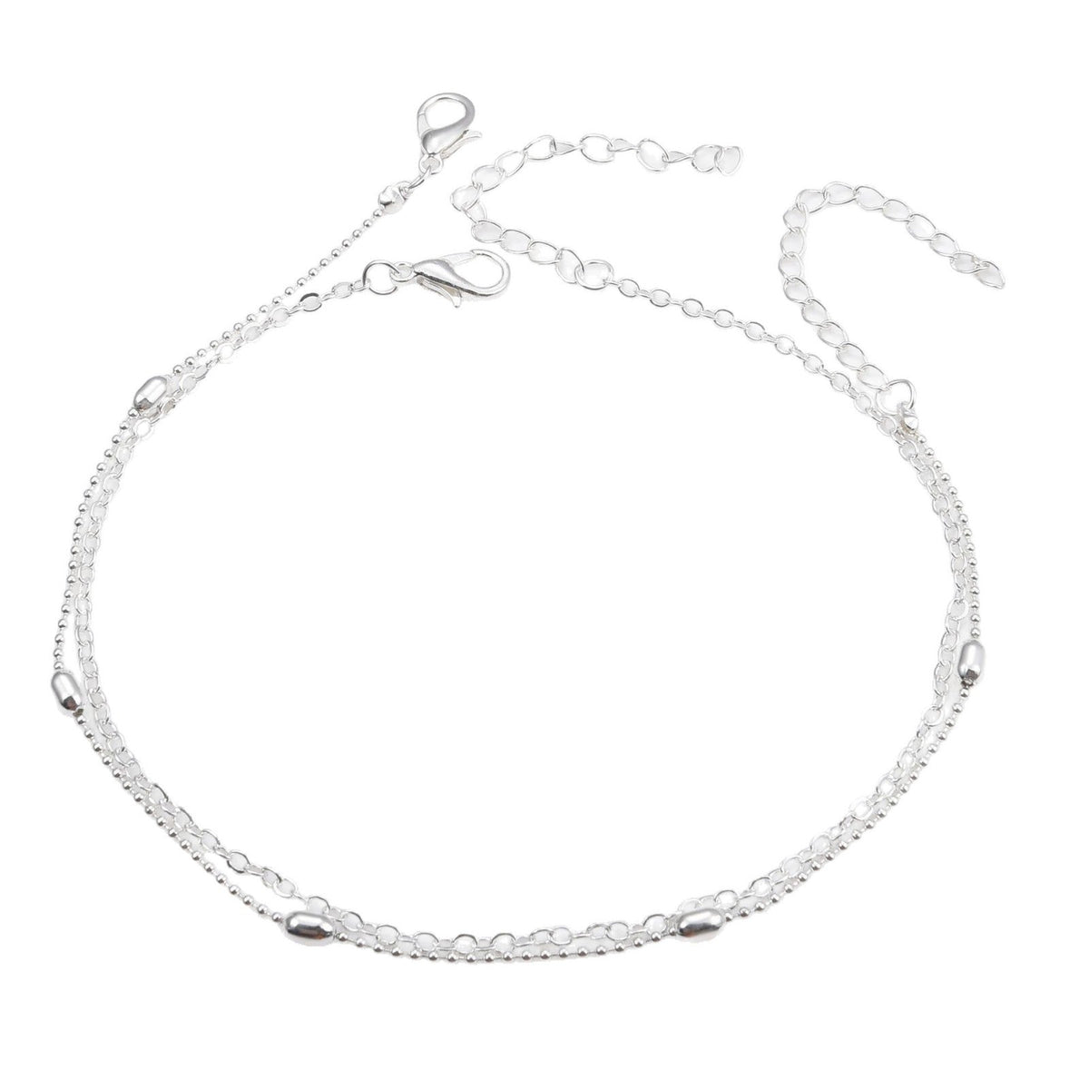 Bracelet de cheville délicat à chaînes superposées