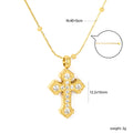 Collier pour femmes avec pendentif croix étincelant en acier inoxydable doré