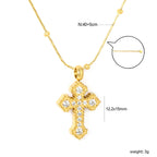 Collier pour femmes avec pendentif croix étincelant en acier inoxydable doré