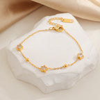 Bracelet de cheville doré pour femme avec étoiles et cristaux