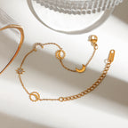 Chevillère pour femme avec breloques soleil et lune en acier inoxydable