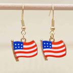 Boucles d'oreilles pendantes patriotiques drapeau en émail pour femme