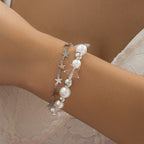 Collier de perles pour femme avec étoiles