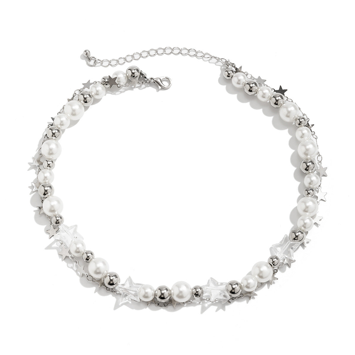 Collier de perles pour femme avec étoiles