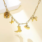 Collier pour femme avec pendentifs charmants en acier inoxydable
