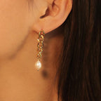 Boucles d'oreilles pendantes avec chaîne et perles
