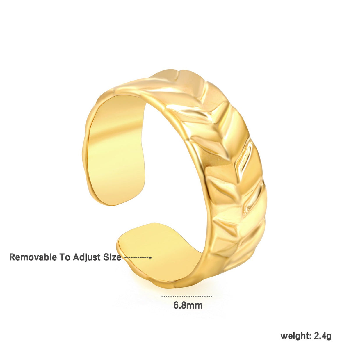 Bracelet rigide réglable pour femme motif feuilles