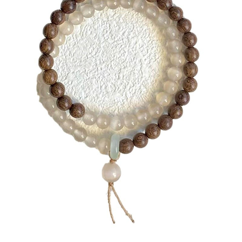Bracelet en perles de bois naturel et pierre