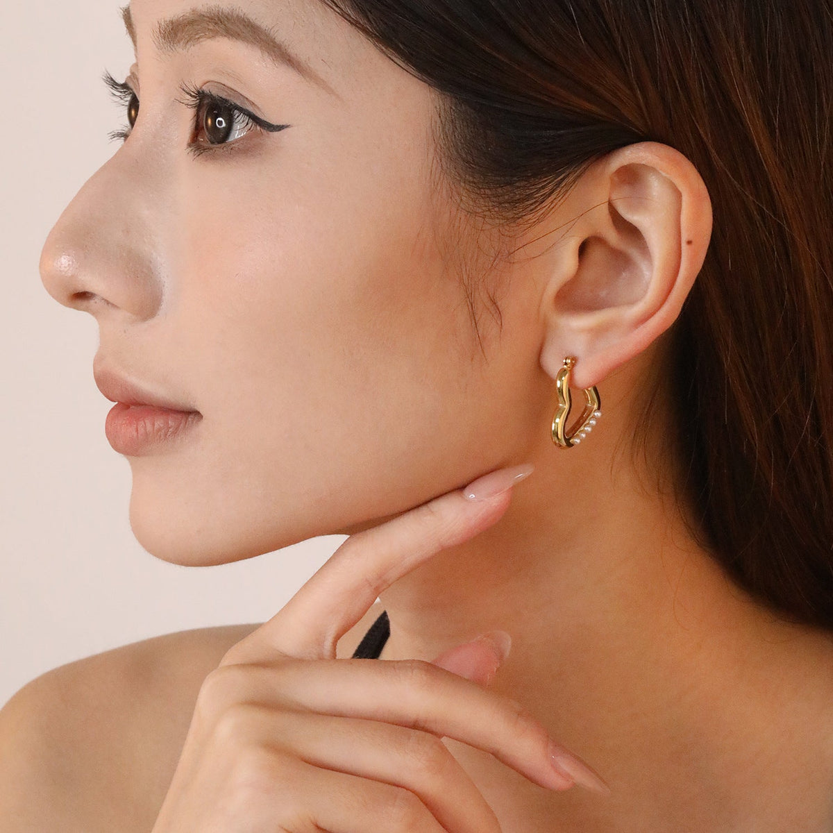 Boucles d'oreilles pendantes cœur pour femme avec perles