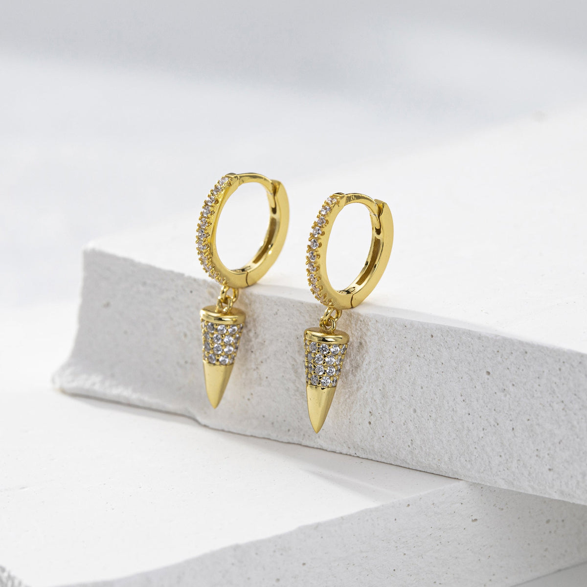 Boucles d'oreilles pendantes cône en argent sterling 925